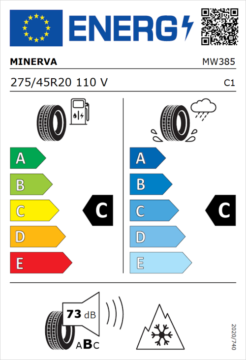 Tyre Label for Minerva Frostrack HP 275/45R20 110V