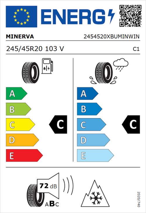 Tyre Label for Minerva Frostrack HP 245/45R20 103V