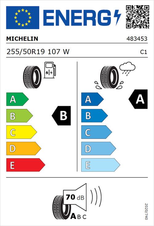 Tyre Label for Michelin Latitude Sport 3 255/50R19 107W