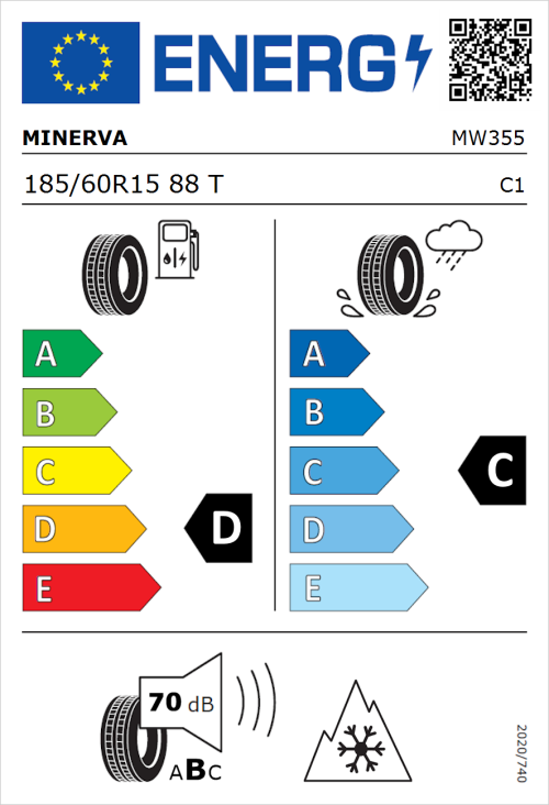 Tyre Label for Minerva Frostrack HP 185/60R15 88T